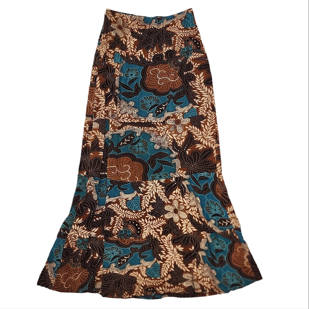 Womens West End Boho Elastic Waist Maxi Skirt Multicolor Size Small